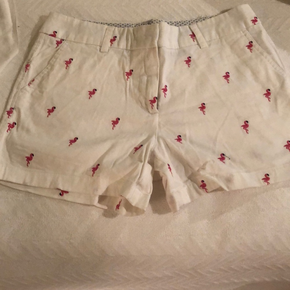 Embroidered Flamingo Shorte